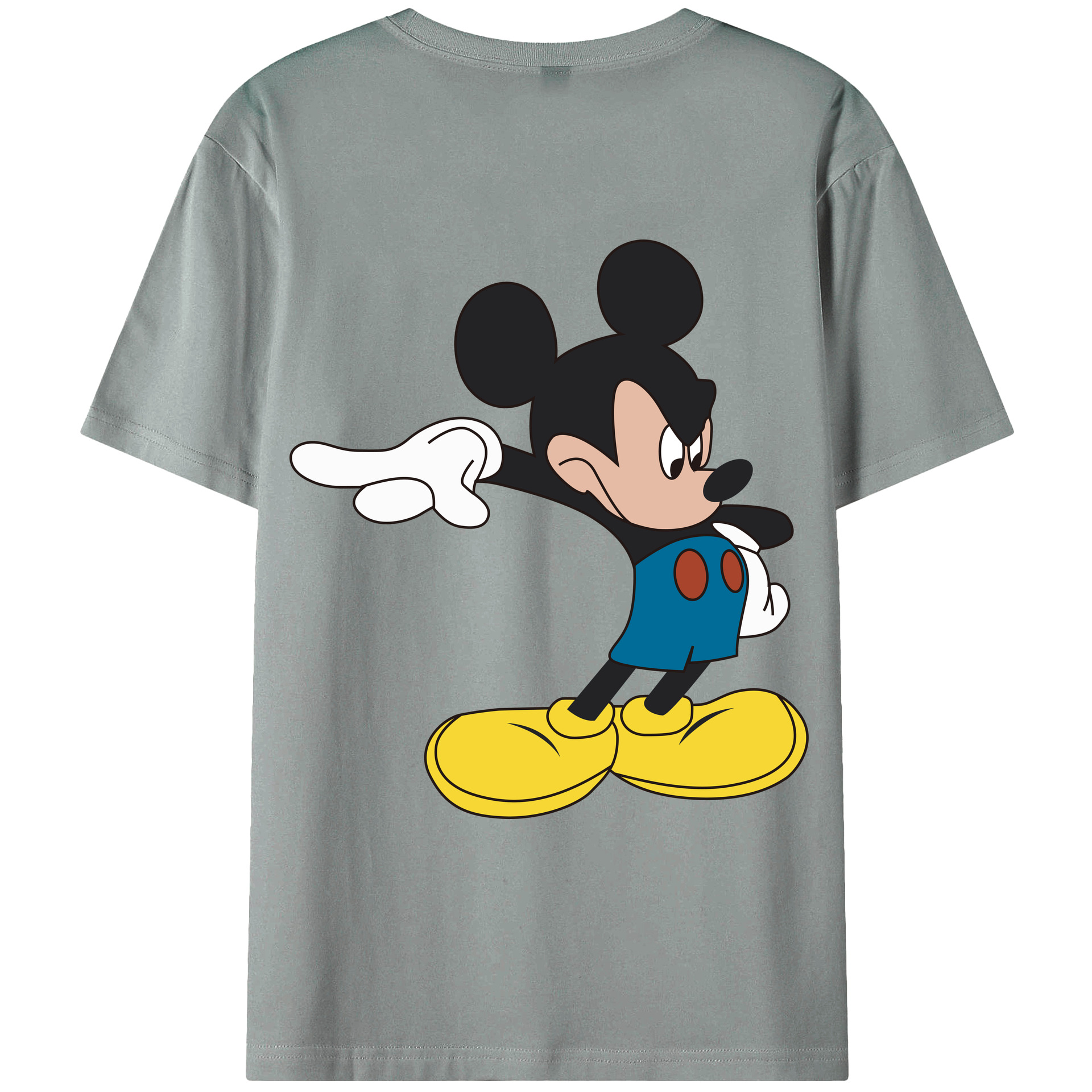 ミッキーマウス Mickey Mouse 綿100％ メンズ半袖Tシャツ（バックプリント） 通気性